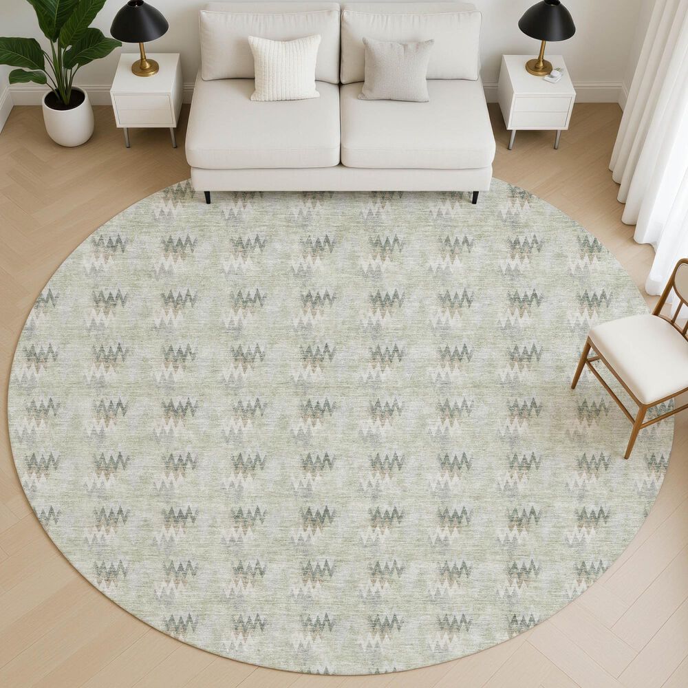 Dalyn Rug Company Soft Essentials Chevron Celery 8' Round Area Rug, , large
