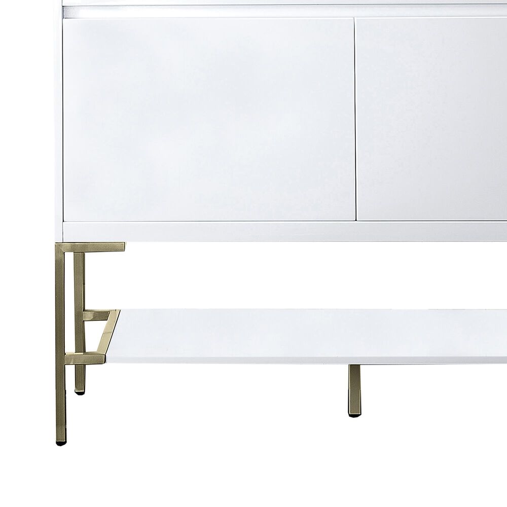 James Martin Vanities Mantova 47.3&quot; Single Vanity in Glossy White and Champagne Brass with 3 cm Glossy White Composite Stone Top and Rectangular Sink, , large