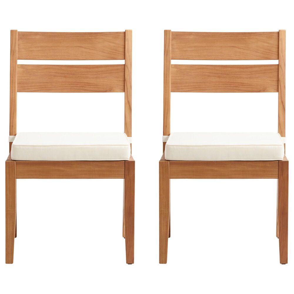 Linon Home Decor Carenen Patio Side Chair with Antique White Cushion in Natural (Set of 2), , large