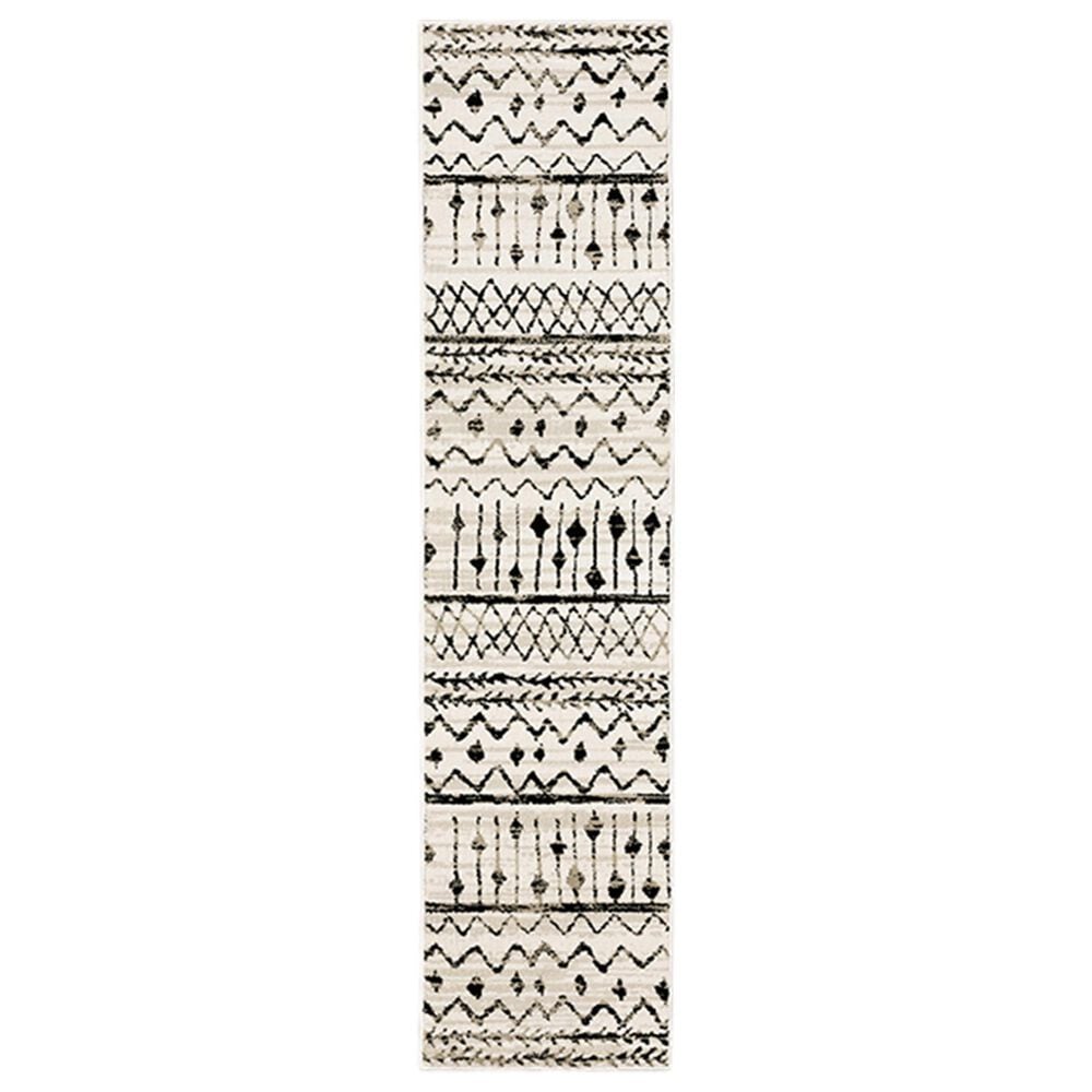 Oriental Weavers Georgia Tribal 8826E 1"10" x 7"6" Ivory and Black Runner, , large