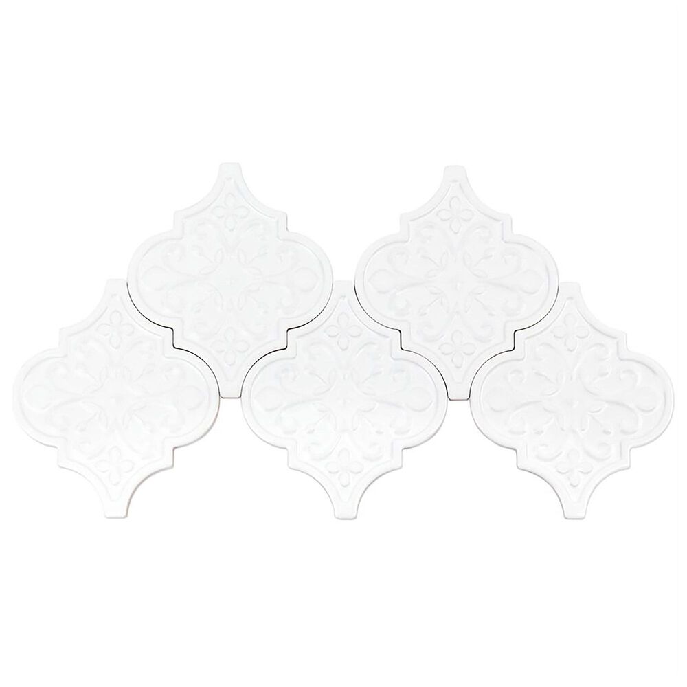 Soho Studio Terra Ignis Floral Lantern Blanco 6.25&quot; x 7.25&quot; Ceramic Tile, , large