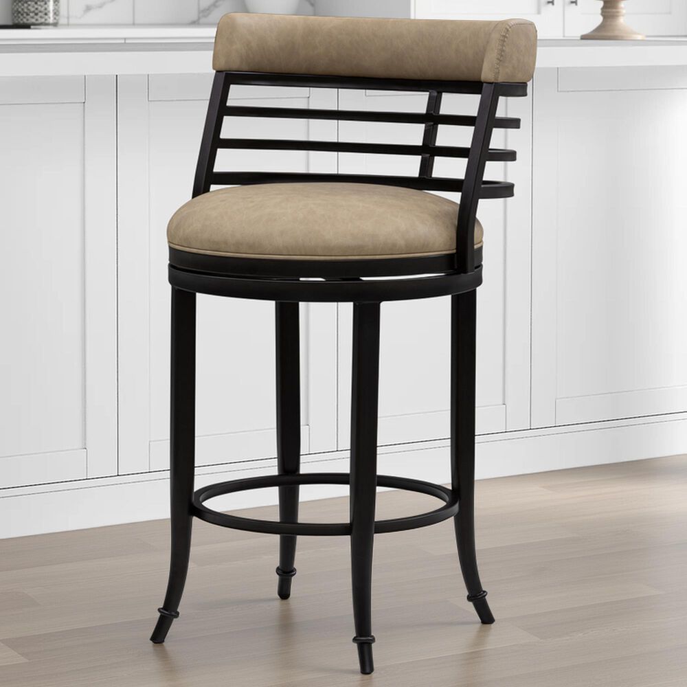 Armen Living Telia Counter Height Stool with Mushroom Brown Upholstery in Dark Brown, , large