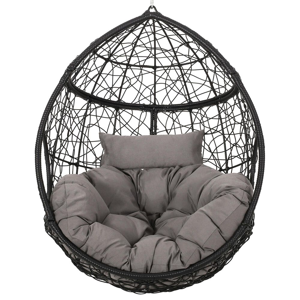 Hearth and Haven Castaic Outdoor Hanging Chair with Cushions in Light Gray, , large