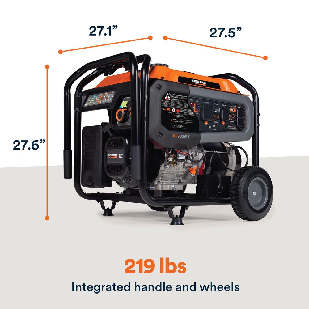 Generac GP9500E Portable Generator in Orange and Black, , large