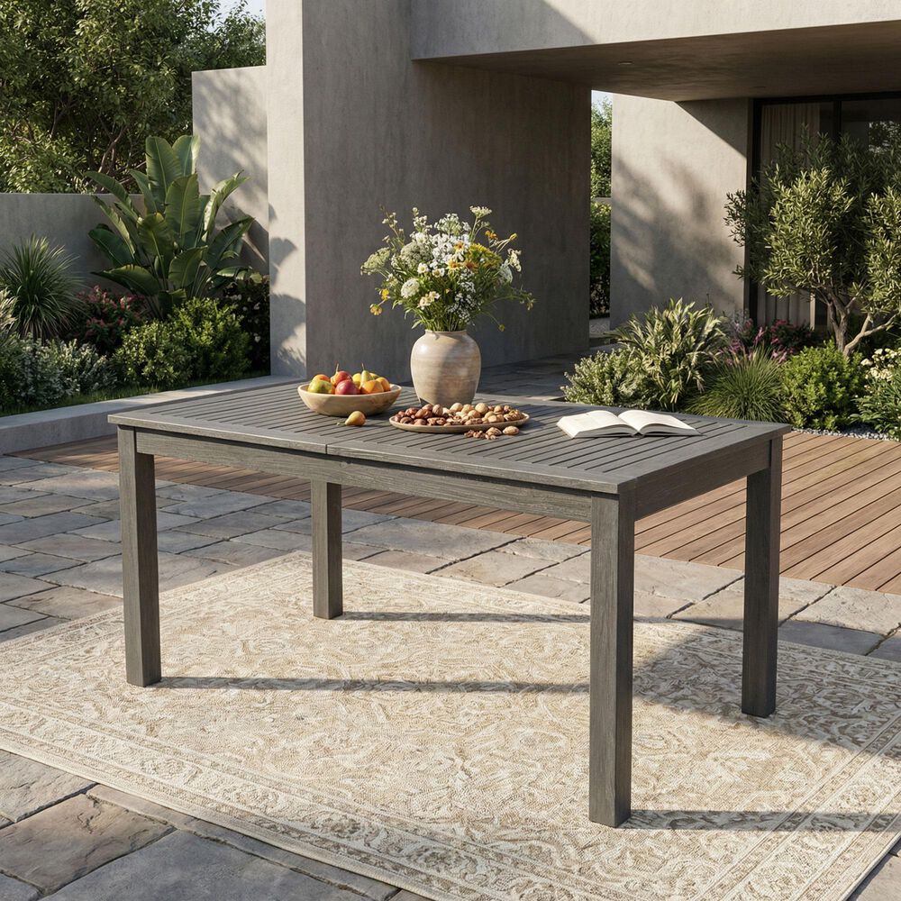 Hearth and Haven Outdoor Rectangular Dining Table in Dark Grey - Table Only, , large