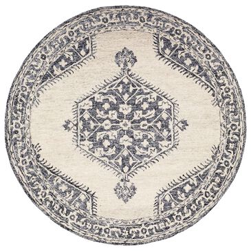 Surya Granada GND-2305 6" Round Black, Gray and Beige Area Rug, , large