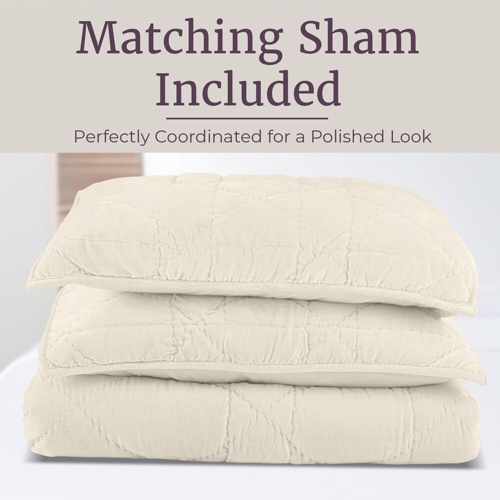Timberlake 2-Piece Velvet Twin Quilt Set in Cream, , large