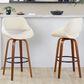 LumiSource Fabrico 30" Swivel Fixed-Height Bar Stool with Cream Faux Leather Upholstery in Black and Walnut (Set of 2), , large