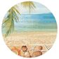 Safavieh Barbados Tropical Beach Seashell 5"3" Round Gold and Blue Indoor/Outdoor Area Rug, , large