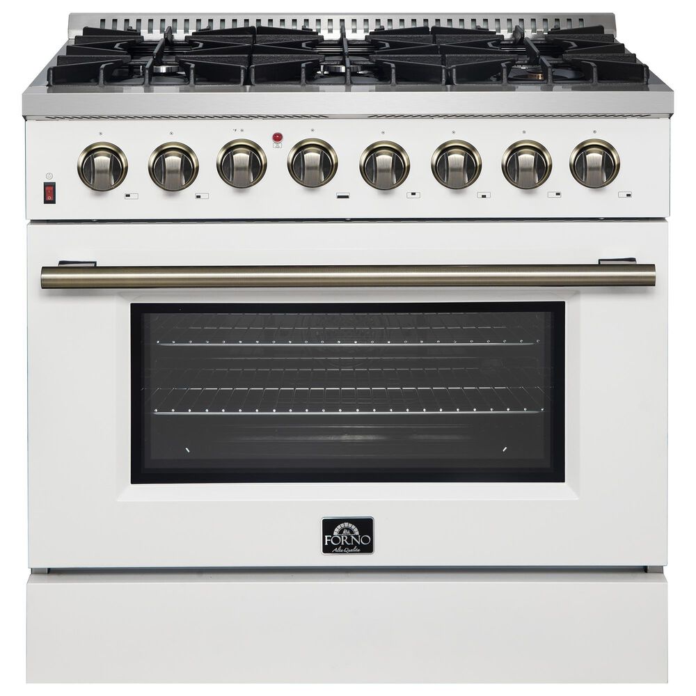 Forno Galiano 36" Freestanding Dual Fuel Range in White, , large