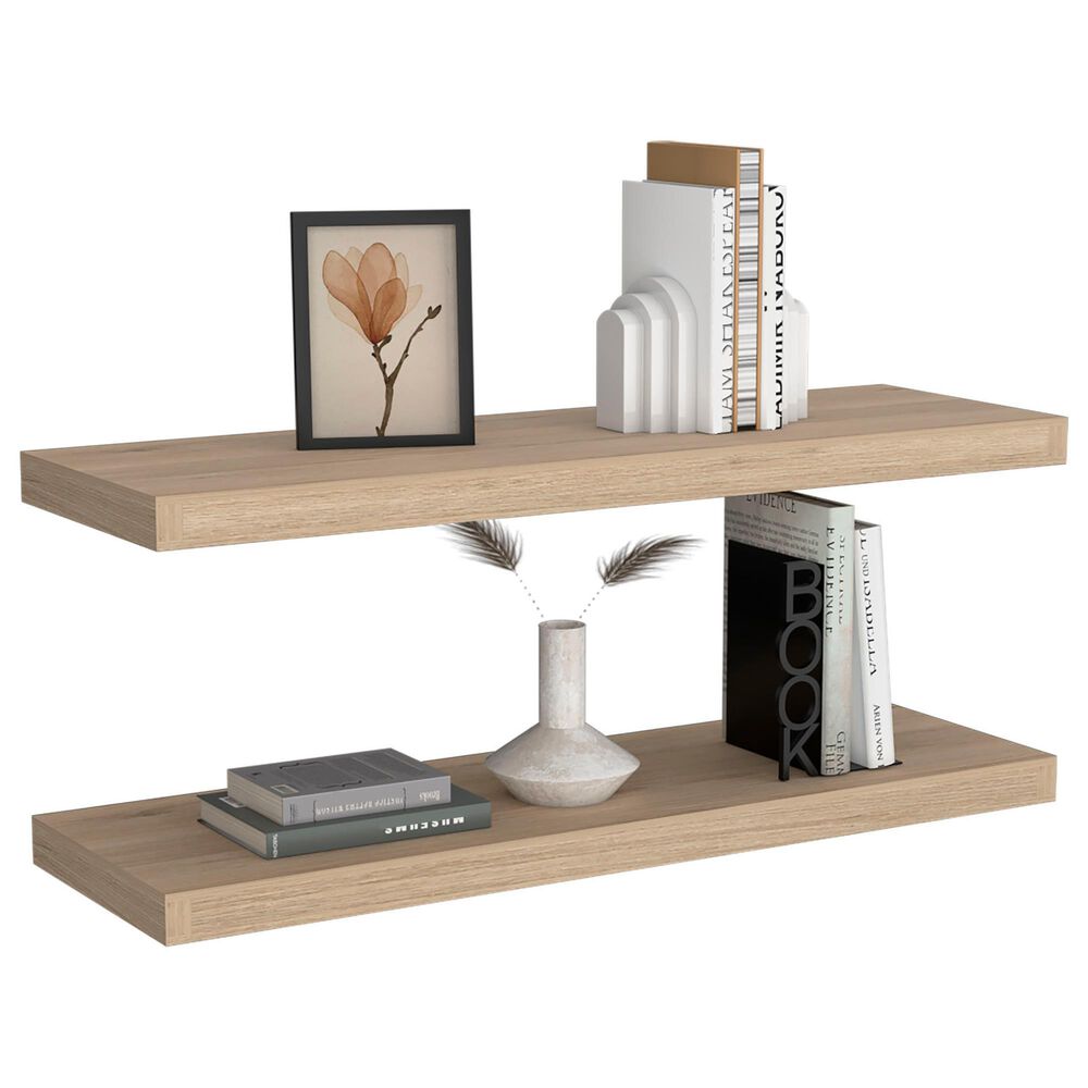 Hearth and Haven Ecco32" Floating Wall Shelf in Old Pine (Set of 2), , large