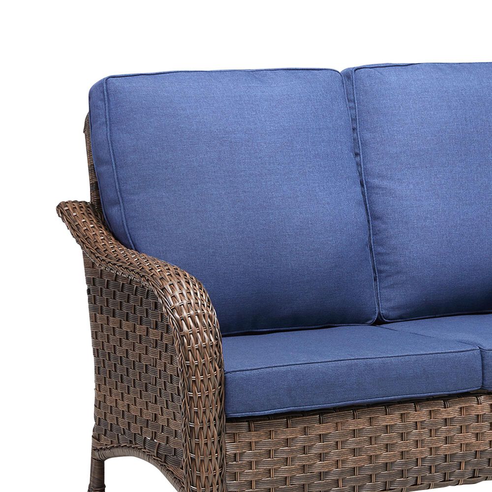 Hearth and Haven Outdoor PE Wicker Loveseat with Deep Seat Cushions in Blue, , large