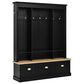 HOMLUX 9-Hook Hall Tree with 3-Cabinet in Black and Natural, , large