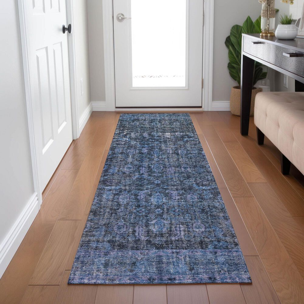 Dalyn Rug Company Karaj KJ3 2&#39;3&quot; x 7&#39;6&quot; Blue Indoor/Outdoor Runner, , large