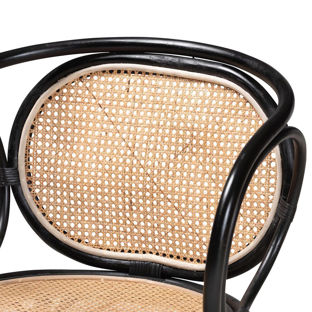 Baxton Studio Palesa Arm Chair in Black and Natural Brown, , large