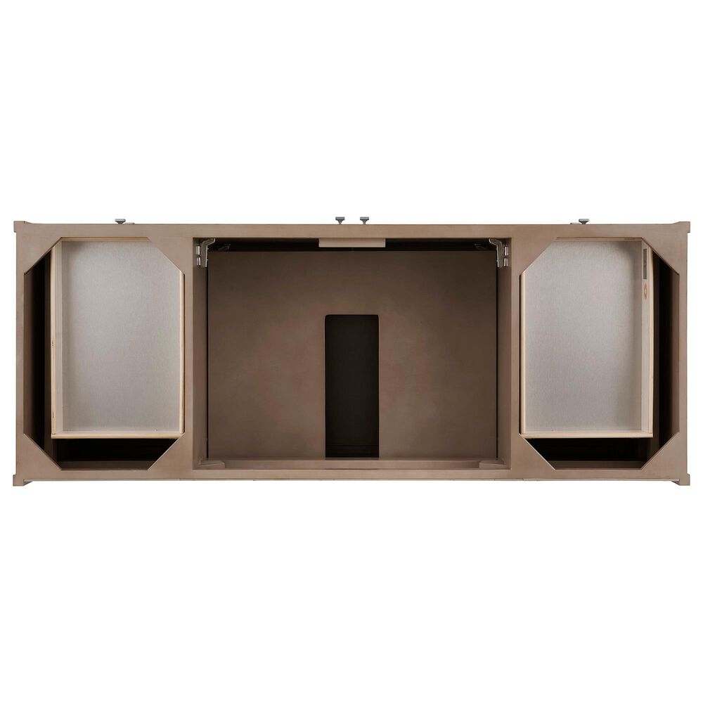 James Martin Vanities Chicago 60&quot; Single Bathroom Vanity in Whitewashed Walnut with 3 cm Parisien Bleu Quartz Top and Rectangular Sink, , large