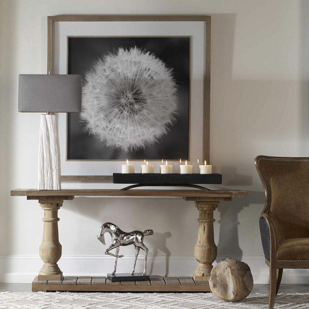 Uttermost Sycamore Table Lamp in White and Brushed Nickel, , large