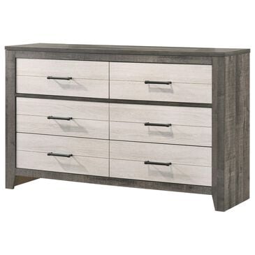 Crown Mark Rhett 6-Drawer Dresser in Gray and White, , large