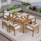 Hearth and Haven 7-Piece Outdoor Dining Set with Beige Cushions in Light Teak, , large