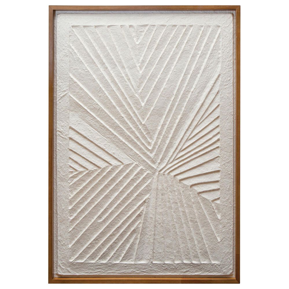 Creative Coop 25.75" x 37.25" Wood Embossed Handmade Paper Wall Decor in Natural and Cream, , large