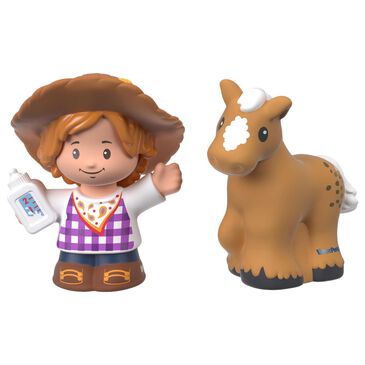 Little People Farmer Melodee and Pony Figure in Brown, Purple and White, , large