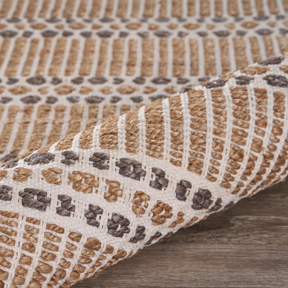 L&amp;R Resources Natural Fiber Striped Ivory Gray 5' x 7'9" Area Rug, , large