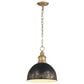 Golden Lighting Alison 1-Light Pendant with Weathered Black Iron Shade in Vintage Gold, , large