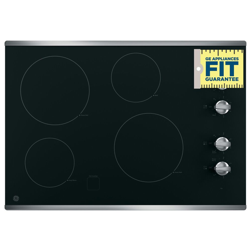 GE Appliances 30&quot; Built-In Knob Control Electric Cooktop in Stainless Steel and Black, , large