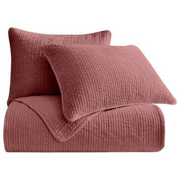 HiEnd Accents Stonewashed Velvet 3-Piece Full/Queen Quilt Set in Salmon, , large