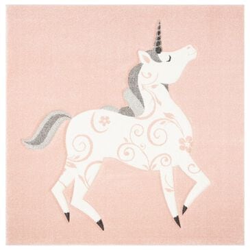 Safavieh Carousel CRK163 8" Square Pink and Ivory Kids  Area Rug, , large