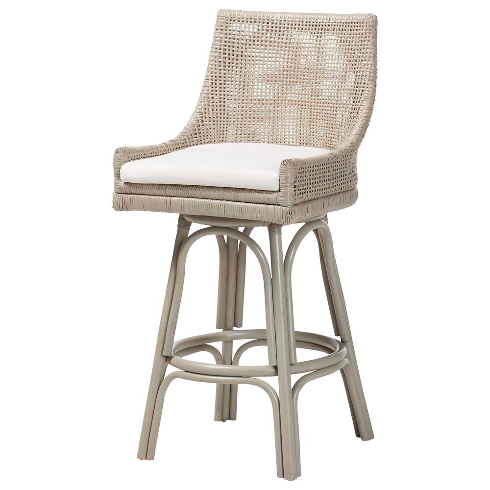 Baxton Studio Bella Swivel Bar Stool in French Grey, , large