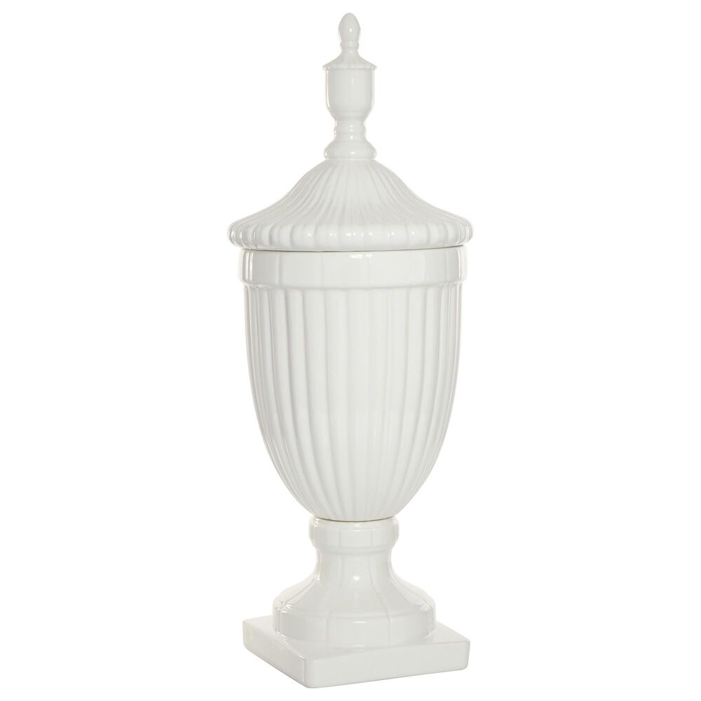 Maple and Jade 26" Country Ceramic Decorative Jar in White, , large
