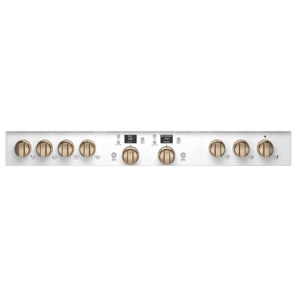 Cafe 8.25 Cu. Ft. Freestanding Dual Fuel Range with Double Oven in Matte White and Brushed Bronze, , large