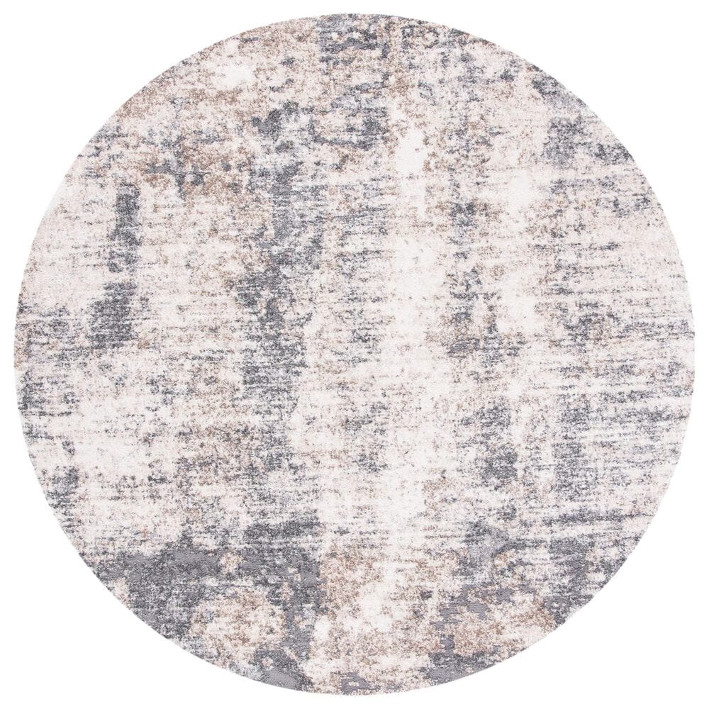 Safavieh Aston ASN713 6"7" Round Ivory and Grey Area Rug, , large