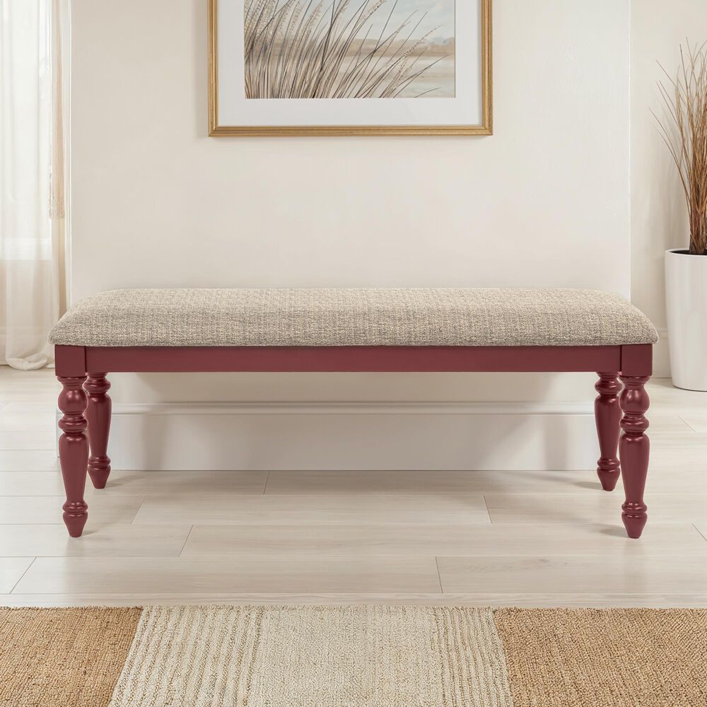 Linon Home Decor Trimble Dining Bench in Red, , large