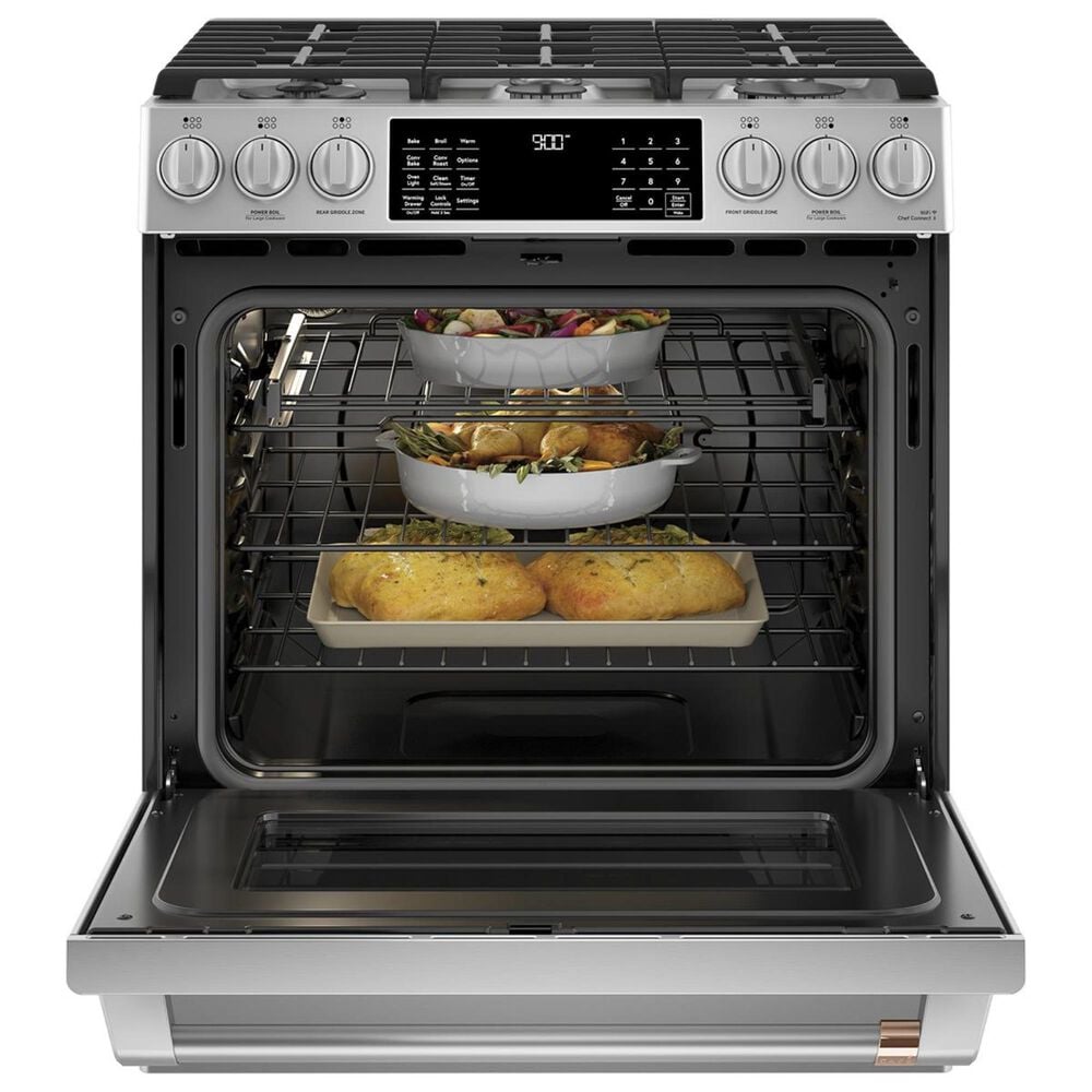 Cafe 30" Slide-In Dual Fuel Range in Stainless Steel, , large