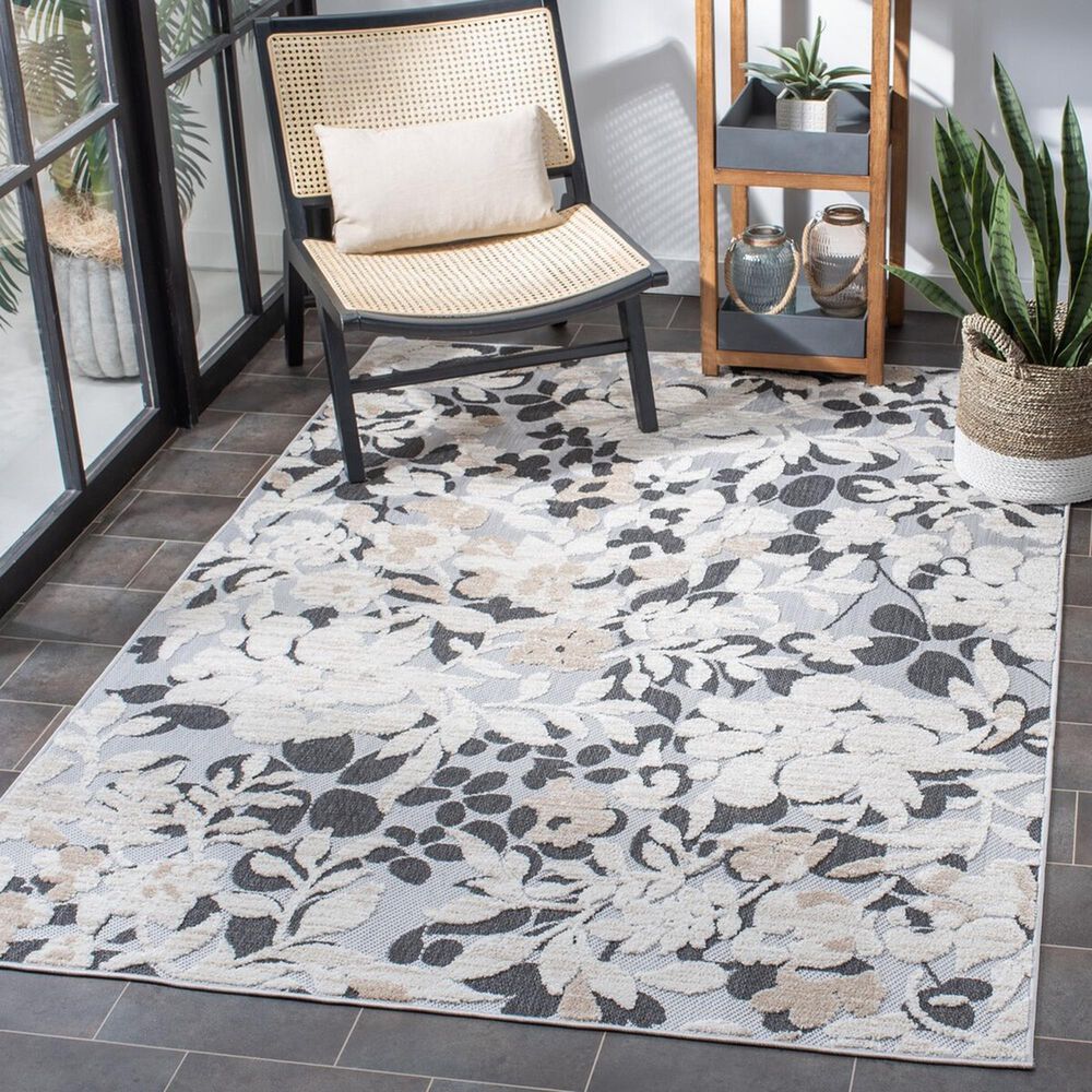 Safavieh Cabana CBN672A 3&#39; x 5&#39; Ivory and Charcoal Indoor/Outdoor Area Performance Rug, , large