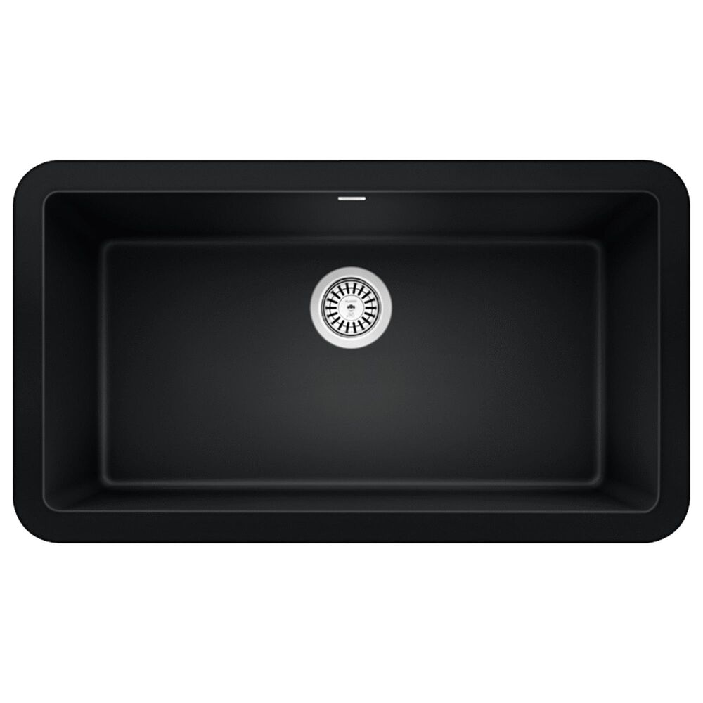 Blanco Ikon 33" Apron Single Bowl Farmhouse Sink in Coal Black, , large