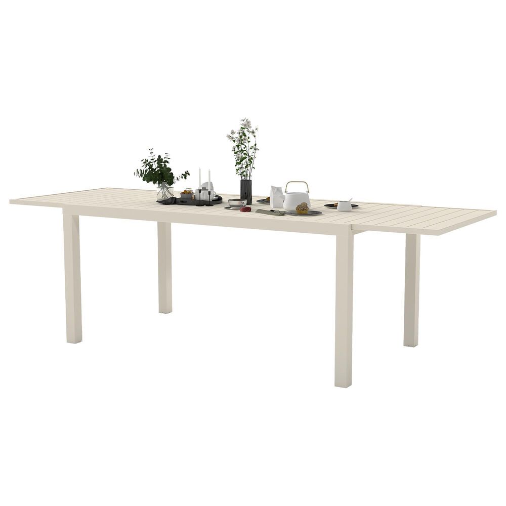 Hearth and Haven Outdoor Rectangular Dining Table with Hidden Extension Leaves in White - Table Only, , large