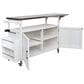 Hearth and Haven Outdoor Kitchen Island Cart with Adjustable Shelves and Stainless Steel Top in White, , large