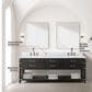 Lexora Home Norwalk 84" Double Bathroom Vanity in Black Oak with White Carrara Marble Top and Rectangular Sinks, , large