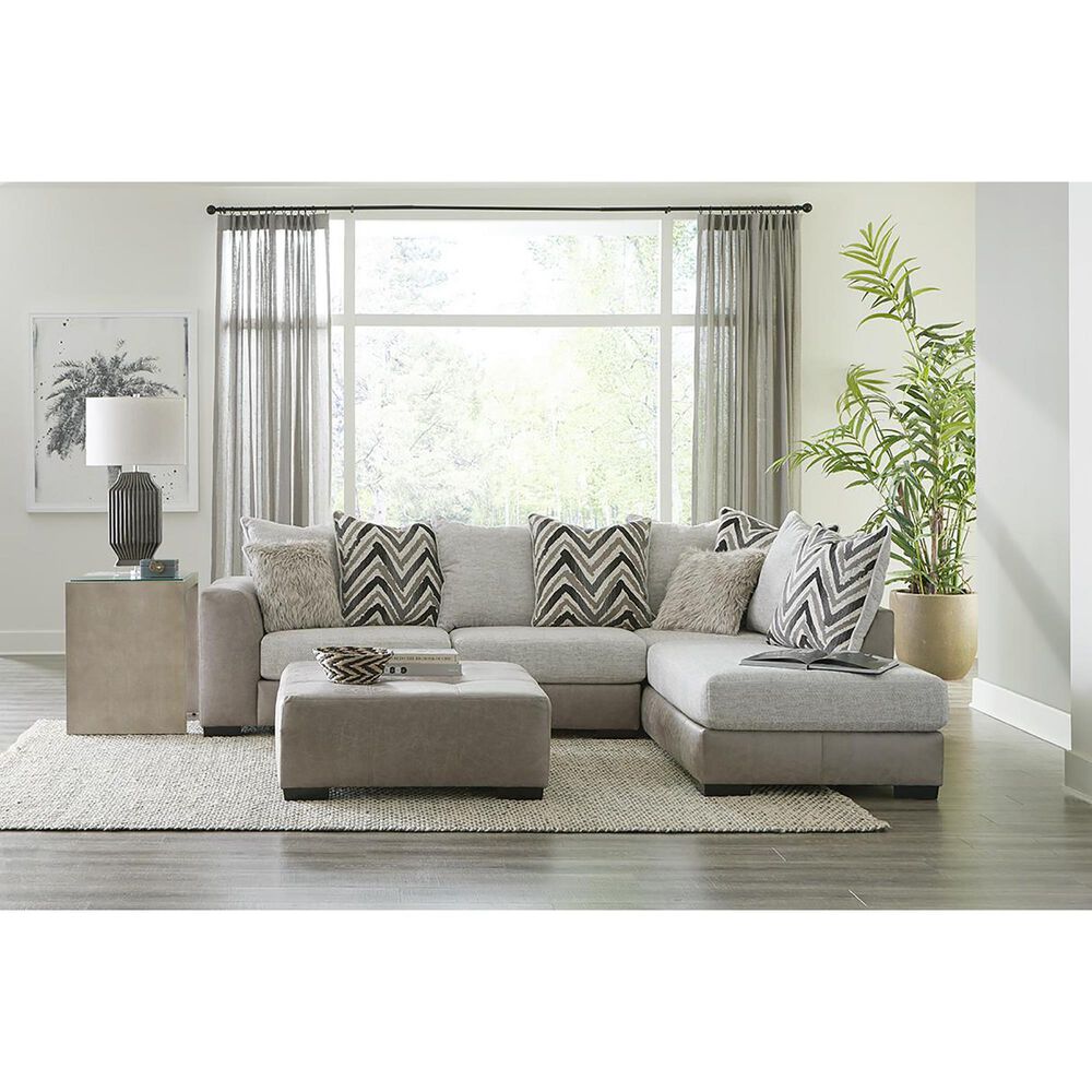 Albany Furniture Cocktail Ottoman in Oxford Grey, , large
