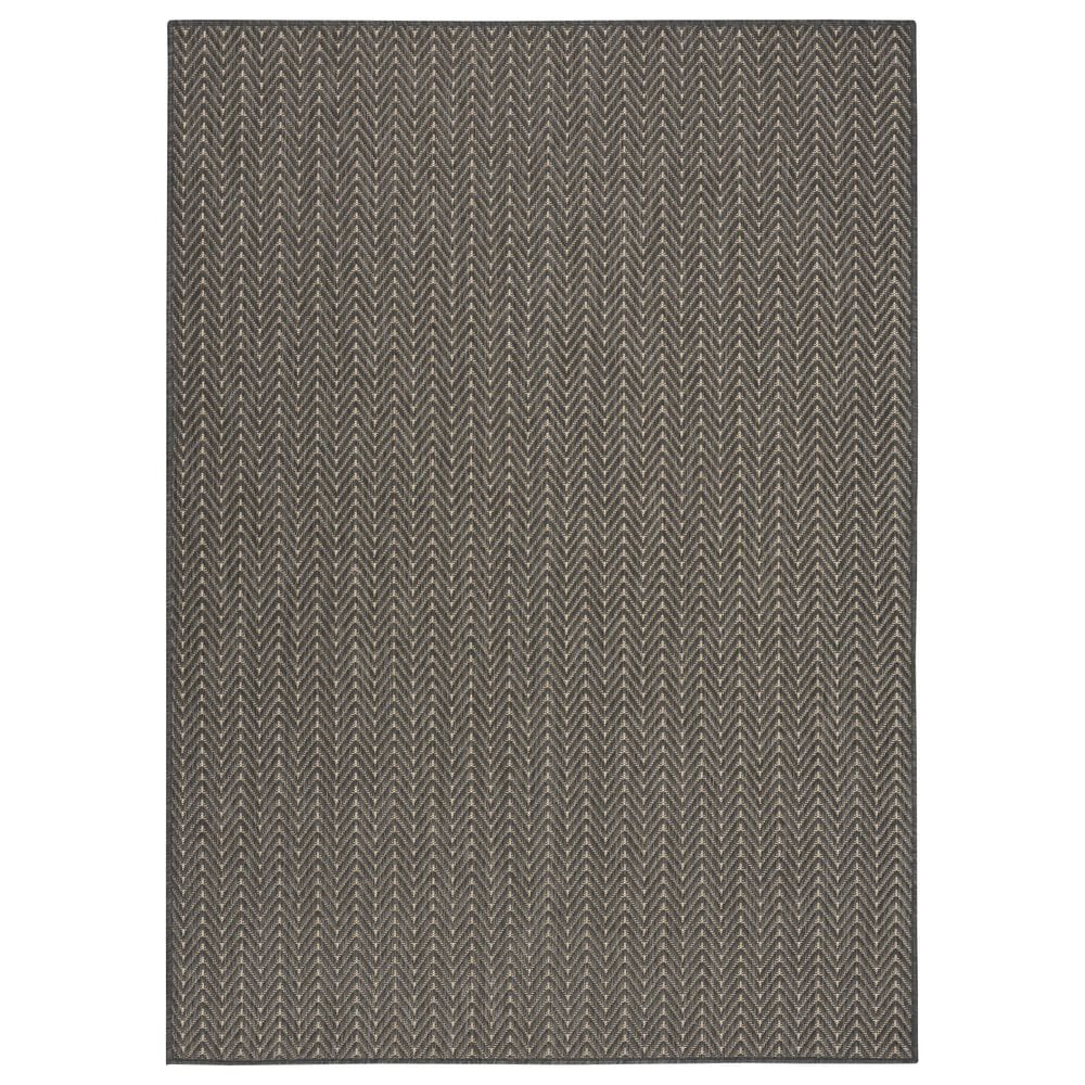 Nourison Horizon HOZ02 Charcoal 4" x 6" Indoor/Outdoor Area Rug, , large