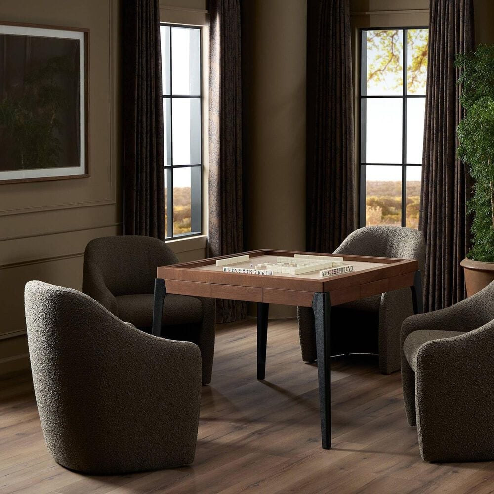 Four Hands District Eight Mahjong Table in Beige Felt, , large