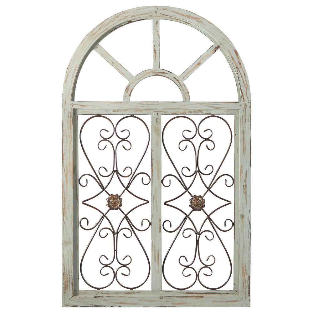 Maple and Jade 45&quot; x 28&quot; Wall Decor in Distressed White and Brown, , large