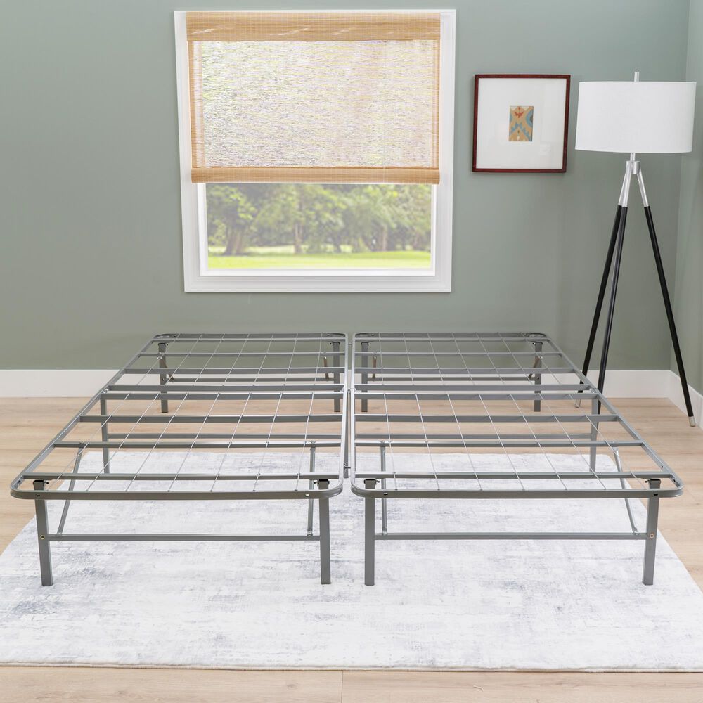 Linon Home Decor Franson King Folding Platform Bed Frame in Dark Pewter, , large