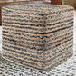 LR Home 18" Square Nautical Pouf in Blue and Beige, , large
