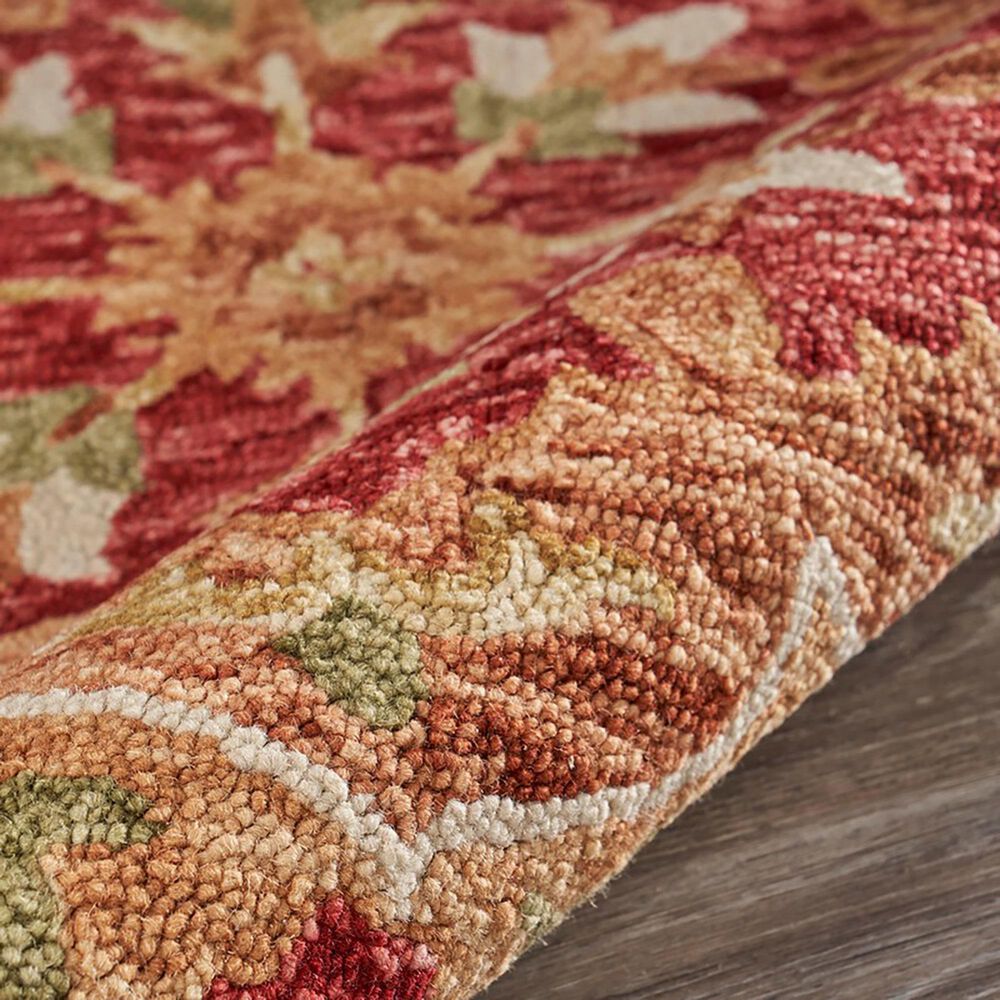 L&amp;R Resources Sinuous Floral Medallion 4&#39; Scalloped Red and Multicolor Area Rug, , large