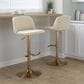 LumiSource Toriano Swivel Adjustable Bar Stool with Cream Faux Leather Upholstery in Gold (Set of 2), , large