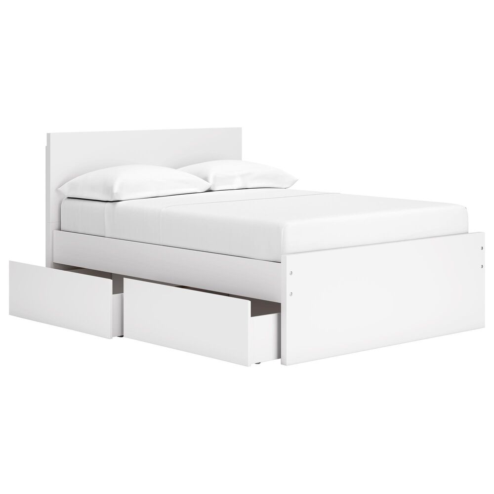 Ashley Onita Full Panel Platform Bed with 2 Side Storage in White, , large